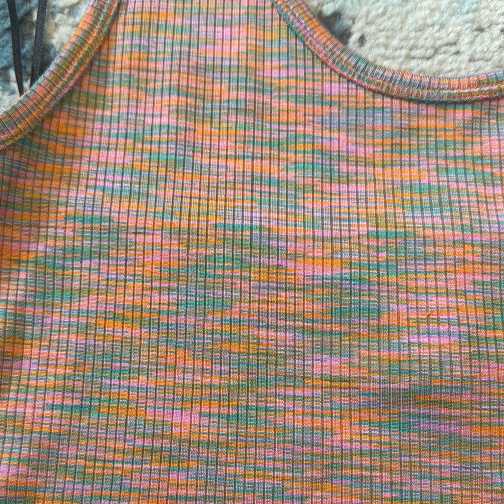 Divided Multicolor Ribbed Tank Top - Picture 2 of 4